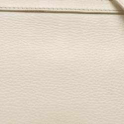 Pre Owned Dolce & Gabbana Off White Leather Large Miss Sicily Top Handle Bag