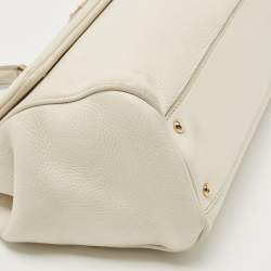 Pre Owned Dolce & Gabbana Off White Leather Large Miss Sicily Top Handle Bag
