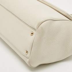 Pre Owned Dolce & Gabbana Off White Leather Large Miss Sicily Top Handle Bag