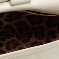 Pre Owned Dolce & Gabbana Off White Leather Large Miss Sicily Top Handle Bag