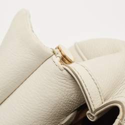 Pre Owned Dolce & Gabbana Off White Leather Large Miss Sicily Top Handle Bag