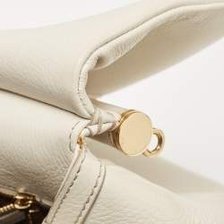 Pre Owned Dolce & Gabbana Off White Leather Large Miss Sicily Top Handle Bag