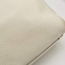 Pre Owned Dolce & Gabbana Off White Leather Large Miss Sicily Top Handle Bag