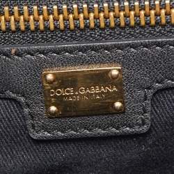 Pre Owned Dolce & Gabbana Brown/Black Leopard Print Coated Canvas and Leather Medium Miss Sicily Top Handle Bag