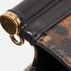 Pre Owned Dolce & Gabbana Brown/Black Leopard Print Coated Canvas and Leather Medium Miss Sicily Top Handle Bag