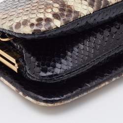 Pre Owned Dolce & Gabbana Beige Python Twisted Lock Chain Clutch