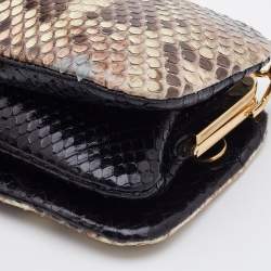 Pre Owned Dolce & Gabbana Beige Python Twisted Lock Chain Clutch