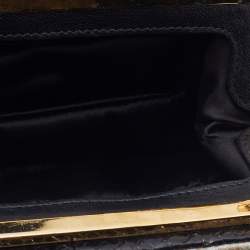 Pre Owned Dolce & Gabbana Beige Python Twisted Lock Chain Clutch