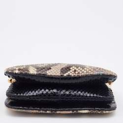 Pre Owned Dolce & Gabbana Beige Python Twisted Lock Chain Clutch