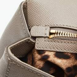 Pre Owned Dolce & Gabbana Grey Leather Medium Miss Sicily Top Handle Bag