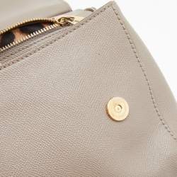 Pre Owned Dolce & Gabbana Grey Leather Medium Miss Sicily Top Handle Bag