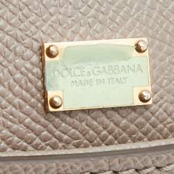 Pre Owned Dolce & Gabbana Grey Leather Medium Miss Sicily Top Handle Bag