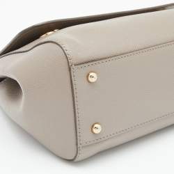Pre Owned Dolce & Gabbana Grey Leather Medium Miss Sicily Top Handle Bag