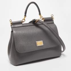 Pre Owned حقيبة دولتشي أند غابانا ميس سيسيلي جلد رصاصي متوسطة بيد علوية 