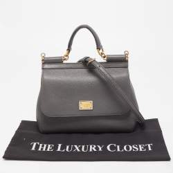 Pre Owned حقيبة دولتشي أند غابانا ميس سيسيلي جلد رصاصي متوسطة بيد علوية 