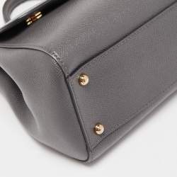 Pre Owned حقيبة دولتشي أند غابانا ميس سيسيلي جلد رصاصي متوسطة بيد علوية 