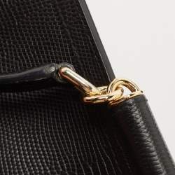 Pre Owned Dolce & Gabbana Black Lizard Embossed Leather Medium Miss Sicily Top Handle Bag