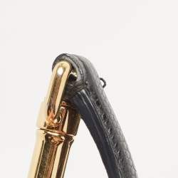 Pre Owned Dolce & Gabbana Black Lizard Embossed Leather Medium Miss Sicily Top Handle Bag