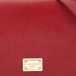 Pre Owned Dolce & Gabbana Red Leather Flap Top Handle Bag 