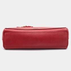 Pre Owned Dolce & Gabbana Red Leather Flap Top Handle Bag 