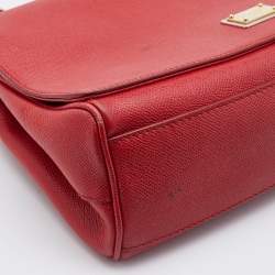 Pre Owned Dolce & Gabbana Red Leather Flap Top Handle Bag 