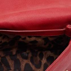 Pre Owned Dolce & Gabbana Red Leather Flap Top Handle Bag 
