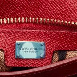 Pre Owned Dolce & Gabbana Red Leather Flap Top Handle Bag 