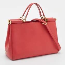 مملوكة مسبقًا Dolce & Gabbana Red Leather Double Handle Tote