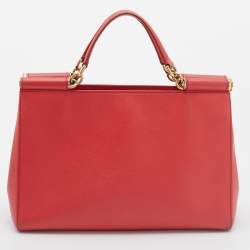 مملوكة مسبقًا Dolce & Gabbana Red Leather Double Handle Tote