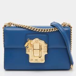 Dolce & Gabbana Blue Leather Lucia Shoulder Bag 
