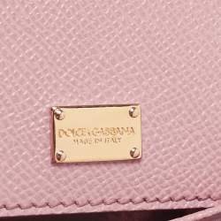 Pre Owned Dolce & Gabbana Pink Leather Small Miss Sicily Top Handle Bag