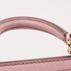 Pre Owned Dolce & Gabbana Pink Leather Small Miss Sicily Top Handle Bag