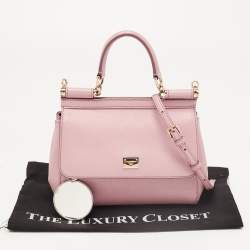 Pre Owned Dolce & Gabbana Pink Leather Small Miss Sicily Top Handle Bag