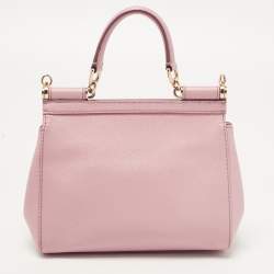 Pre Owned Dolce & Gabbana Pink Leather Small Miss Sicily Top Handle Bag