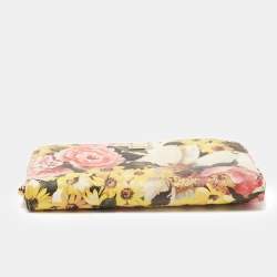Pre Owned Dolce & Gabbana Multicolor Floral Leather Zip Around Wallet