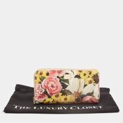 Pre Owned Dolce & Gabbana Multicolor Floral Leather Zip Around Wallet