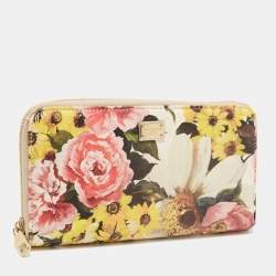 Pre Owned Dolce & Gabbana Multicolor Floral Leather Zip Around Wallet