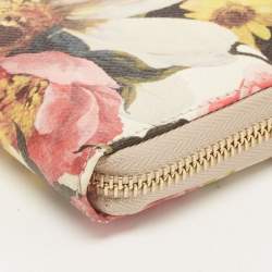 Pre Owned Dolce & Gabbana Multicolor Floral Leather Zip Around Wallet