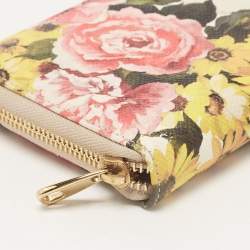 Pre Owned Dolce & Gabbana Multicolor Floral Leather Zip Around Wallet