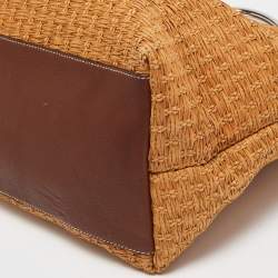 Pre Owned Dolce & Gabbana Brown Raffia And Leather Miss Elsie Tote