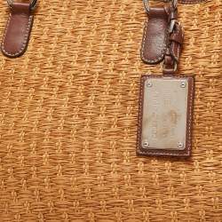 Pre Owned Dolce & Gabbana Brown Raffia And Leather Miss Elsie Tote