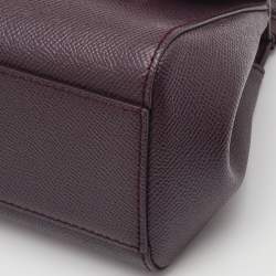 Pre Owned Dolce & Gabbana Purple Leather Mini Miss Sicily Top Handle Bag