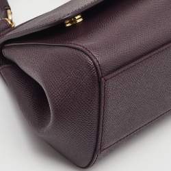 Pre Owned Dolce & Gabbana Purple Leather Mini Miss Sicily Top Handle Bag