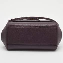 Pre Owned Dolce & Gabbana Purple Leather Mini Miss Sicily Top Handle Bag
