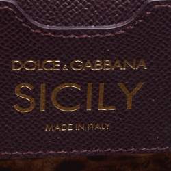 Pre Owned Dolce & Gabbana Purple Leather Mini Miss Sicily Top Handle Bag