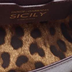 Pre Owned Dolce & Gabbana Purple Leather Mini Miss Sicily Top Handle Bag