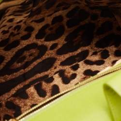 Pre Owned Dolce & Gabbana Apple Green Leather Large Miss Sicily Top Handle Bag