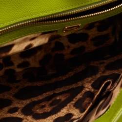 Pre Owned Dolce & Gabbana Apple Green Leather Large Miss Sicily Top Handle Bag