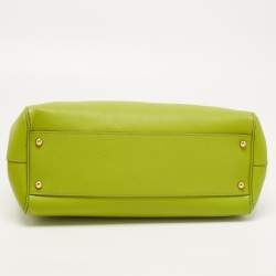 Pre Owned Dolce & Gabbana Apple Green Leather Large Miss Sicily Top Handle Bag