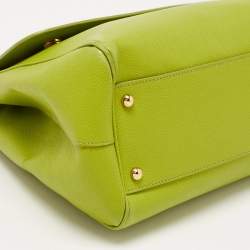 Pre Owned Dolce & Gabbana Apple Green Leather Large Miss Sicily Top Handle Bag